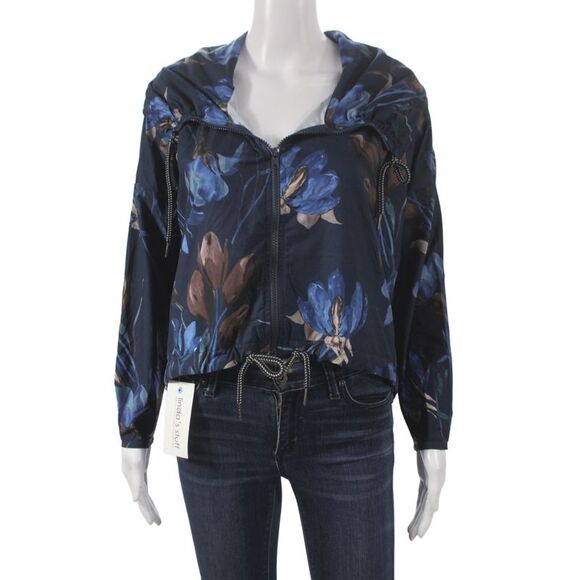 925 Fit Jackets & Blazers - 925 Fit Womens Floral Blue Windbreaker Zip Long Sleeve Size XS